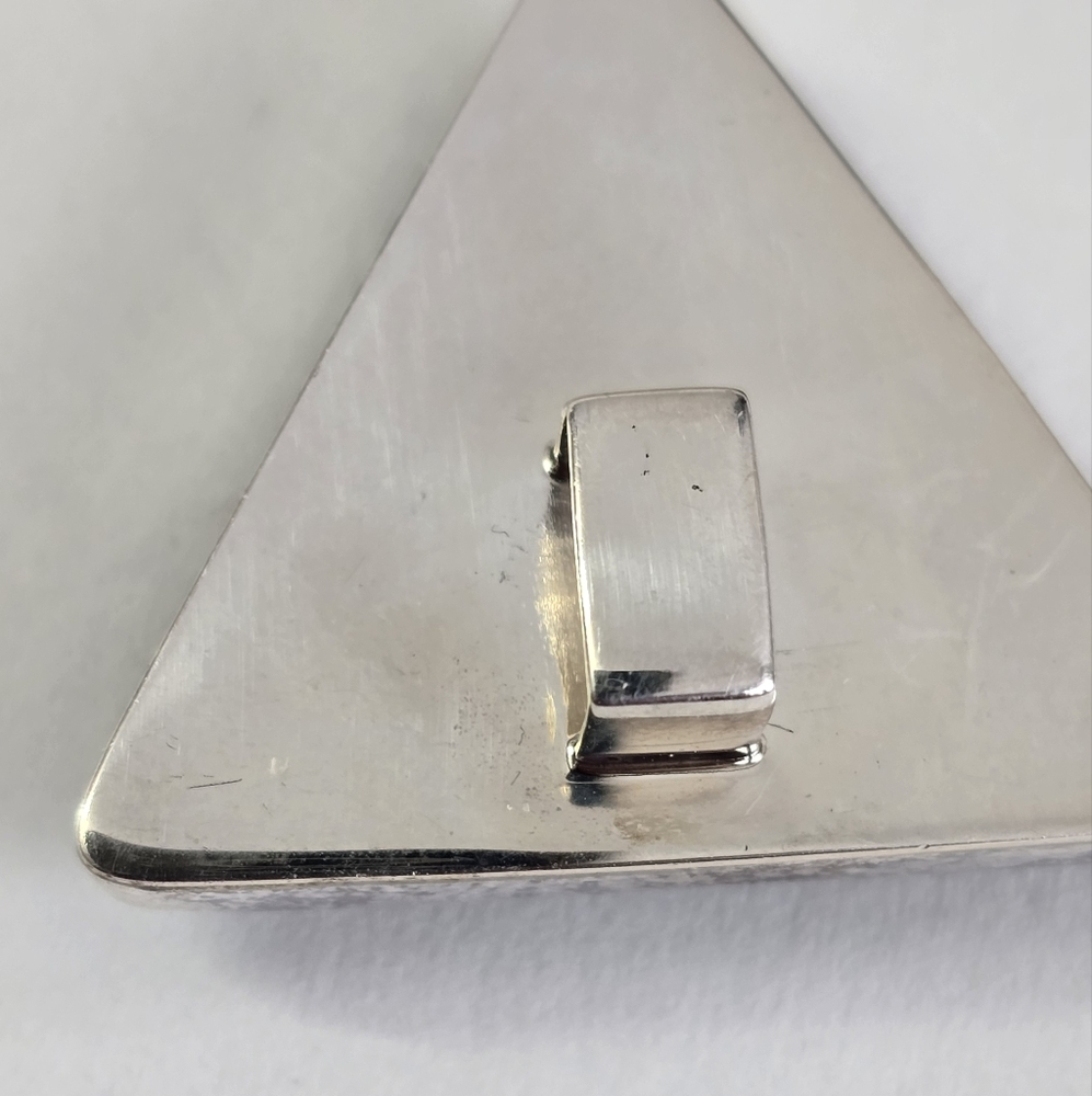 Sterling Silver 925 Triangular Stone Pendant With… - image 3